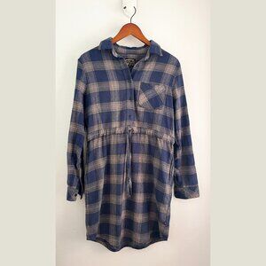 United By Blue Plaid Flannel Shirt Dress Blue & Gray Size XS